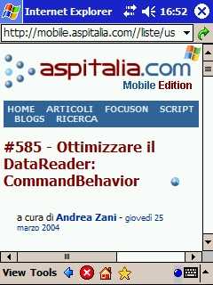 Screenshot della versione mobile 2