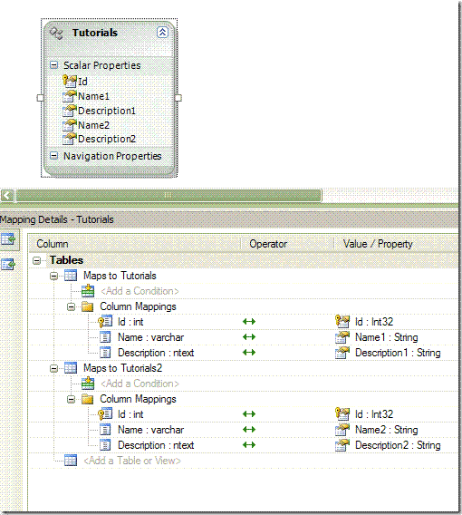 mapping entity framework