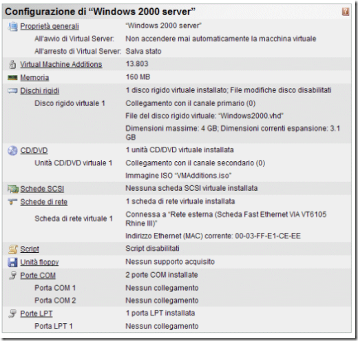 virtual server 2005 e la configurazione delle macchine
